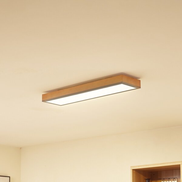 Lindby Laviona LED stropna svetilka s CCT, 80 cm, zatemnjen, Les, Dnevna soba / jedilnica, Les, Sodobni