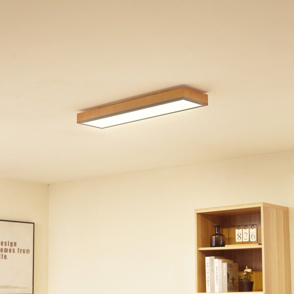 Lindby Laviona LED stropna svetilka s CCT, 80 cm, zatemnjen, Les, Dnevna soba / jedilnica, Les, Sodobni