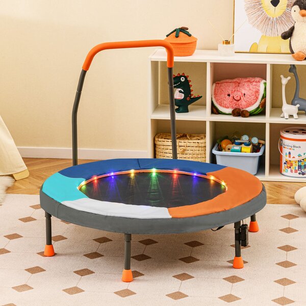 Otroški trampolin Ø90 cm z LED osvetlitvijo, ročajem in torbo za prenašanje, mini trampolin