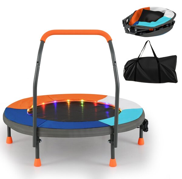 Otroški trampolin Ø90 cm z LED osvetlitvijo, ročajem in torbo za prenašanje, mini trampolin