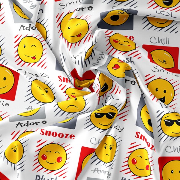 Posteljnina iz mikrovlakna EMOJI EMOCIJE bela Dimenzije posteljnine: 2 kom 70 x 90 cm | 200 x 220 cm