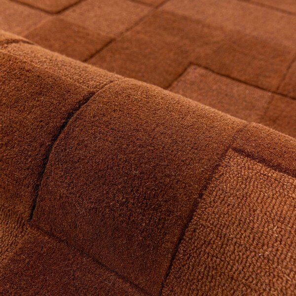 Ročno tkan volnen tekač v barvi terakote 60x230 cm Checkerboard – Flair Rugs
