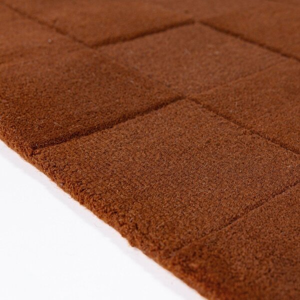 Ročno tkan volnen tekač v barvi terakote 60x230 cm Checkerboard – Flair Rugs