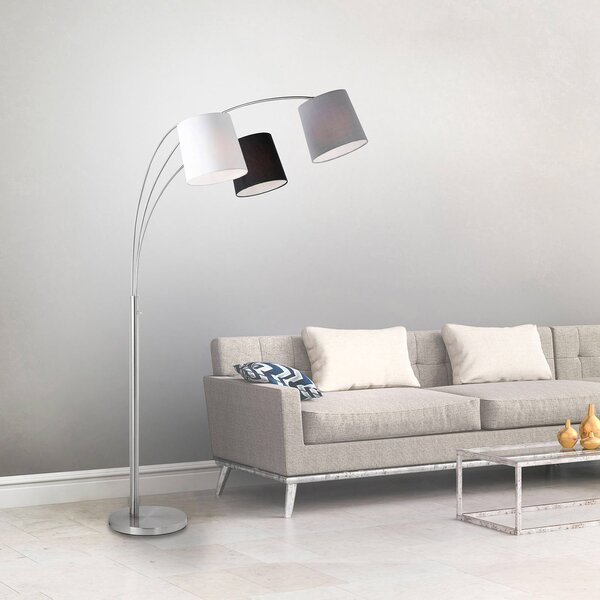 JUST LIGHT. GmbH Talna svetilka Melvin, tri-svetlobna, črna/siva/bela, Kovinska, Dnevna soba / jedilnica, Kovina, Sodobni, Stoječi lok
