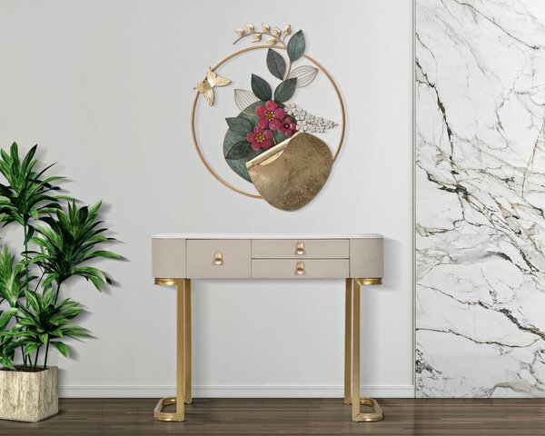Bež/zlata stranska mizica 40x100 cm Beauty – Mauro Ferretti