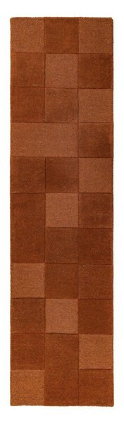 Ročno tkan volnen tekač v barvi terakote 60x230 cm Checkerboard – Flair Rugs