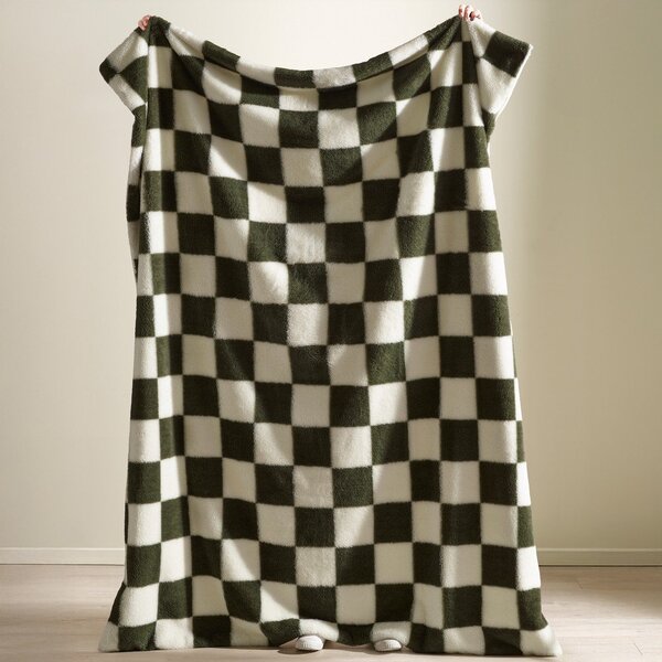 Bela/zelena odeja 130x170 cm Cosy Soft Checkerboard – Catherine Lansfield
