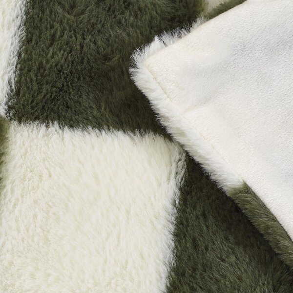Bela/zelena odeja 130x170 cm Cosy Soft Checkerboard – Catherine Lansfield