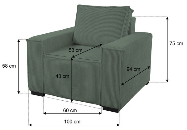 Fotelj s taburejem SMART SET, temno zelena