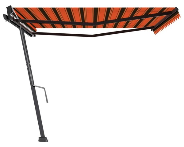 VidaXL Prostostoječa ročno zložljiva tenda 450x300 cm oranžna/rjava