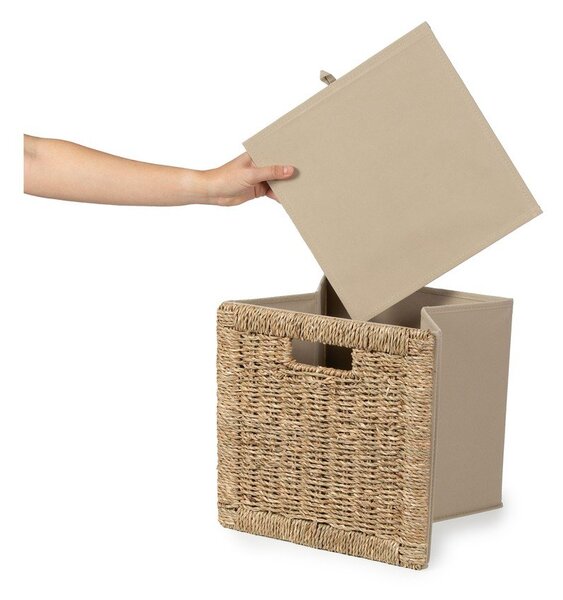Škatla za shranjevanje iz morske trave v naravni barvi 30x30x30 cm – Compactor