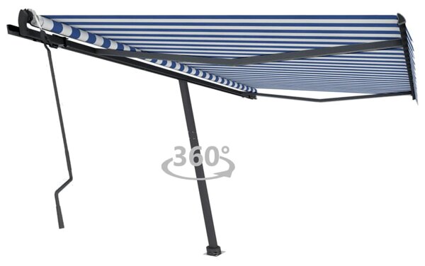 VidaXL Prostostoječa ročno zložljiva tenda 450x300 cm modra/bela