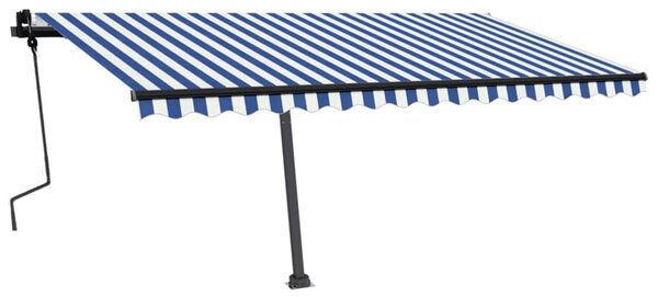 VidaXL Prostostoječa ročno zložljiva tenda 450x300 cm modra/bela