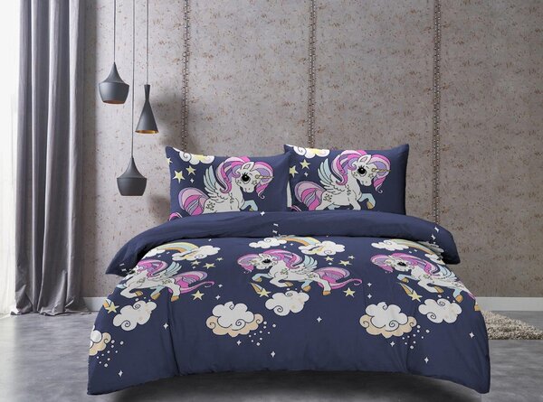 Otroška posteljnina iz mikrovlaken UNICORN modra Dimenzije posteljnine: 70 x 80 cm | 140 x 200 cm