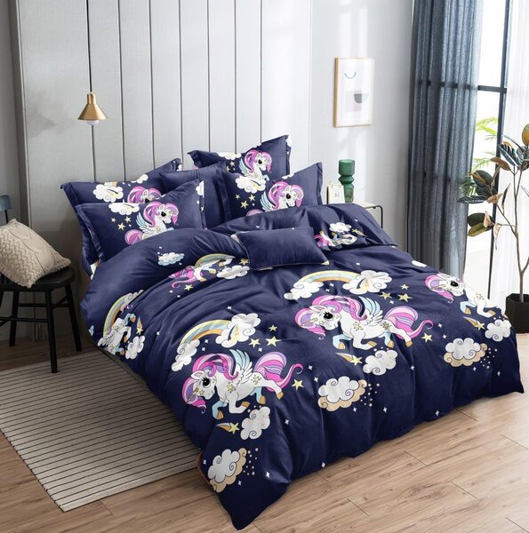 Otroška posteljnina iz mikrovlaken UNICORN modra Dimenzije posteljnine: 70 x 80 cm | 140 x 200 cm