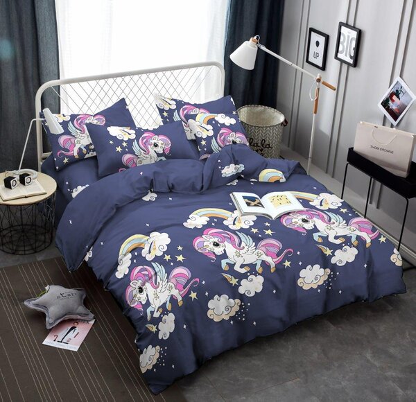 Otroška posteljnina iz mikrovlaken UNICORN modra Dimenzije posteljnine: 70 x 80 cm | 140 x 200 cm