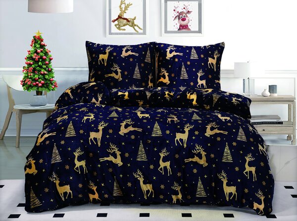 Mikropliš posteljnina GOLDEN DEER temno modra Dimenzije posteljnine: 70 x 90 cm | 140 x 200 cm