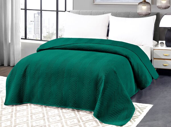 Pregrinjalo za posteljo iz zelenega žameta ARROW VELVET Dimenzije: 200 x 220 cm