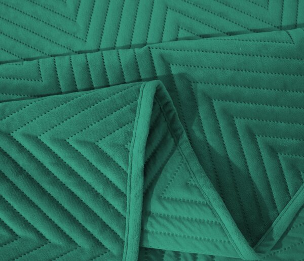 Pregrinjalo za posteljo iz zelenega žameta ARROW VELVET Dimenzije: 200 x 220 cm
