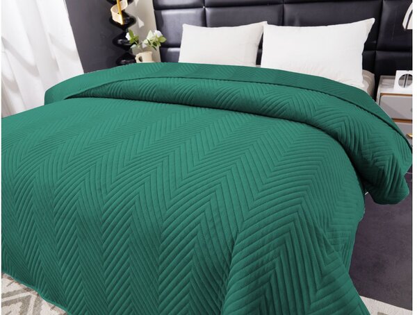 Pregrinjalo za posteljo iz zelenega žameta ARROW VELVET Dimenzije: 200 x 220 cm