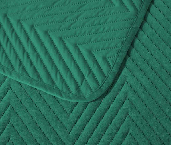 Pregrinjalo za posteljo iz zelenega žameta ARROW VELVET Dimenzije: 200 x 220 cm