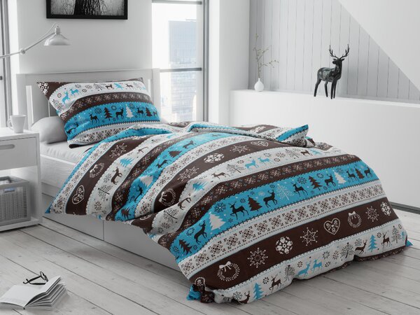 Bombažna posteljnina WINTER REINDEER rjava Dimenzije posteljnine: 70 x 90 cm | 140 x 200 cm