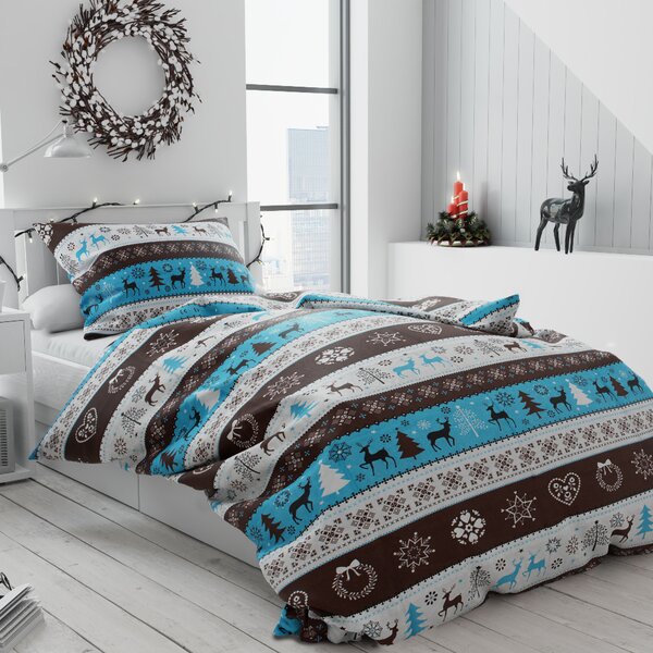 Bombažna posteljnina WINTER REINDEER rjava Dimenzije posteljnine: 70 x 90 cm | 140 x 200 cm