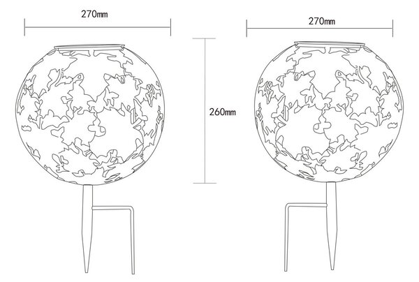 LED sončna luč 36749S globus Ø 27 cm, srebrna, zemeljski trn