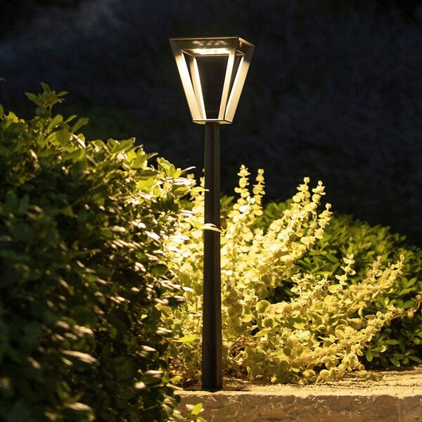 Les Jardins Metro LED solarna luč za poti s senzorjem, siva, zatemnjen, Siva, Kovina, Zunanji stebriček / pot