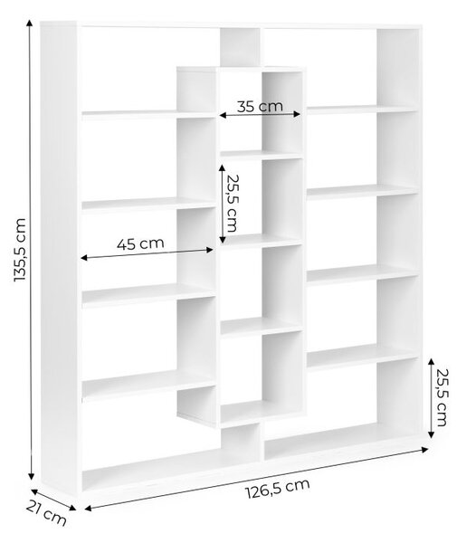 Moderna prostorna stenska polica v beli barvi 135,5 x 126,5 cm