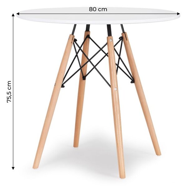 Elegantna okrogla lesena miza - 80 cm