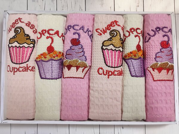 Brisače v darilni embalaži CUPCAKE set 6 kom