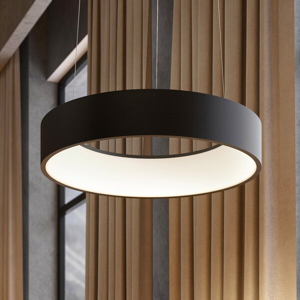 Arcchio LED viseča svetilka Aleksi, Ø 45 cm, črna, kovina, CCT, zatemnjen, Črna, Kuhinja, Kovina, Sodobni