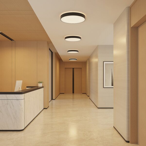 Arcchio LED stropna svetilka Vanida, črna, Ø 60 cm, gor/dol, zatemnjen, Črna, Kuhinja, Aluminij, Sodobni