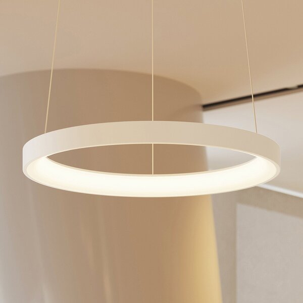 Arcchio LED viseča svetilka Vivy, Ø 58 cm, bela, kovina, zatemnjen, Bela, Kuhinja, Kovina, Sodobni