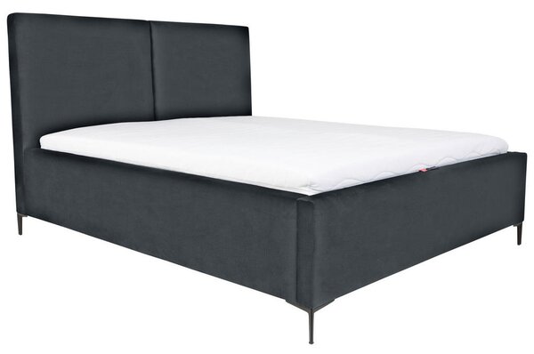 OBLAZINJENA POSTELJA 160 cm x 200 cm , tekstil temno siva