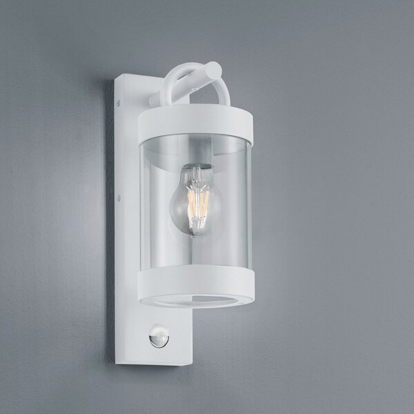 Trio Lighting Zunanja stenska svetilka Sambesi, senzor gibanja, bela, Bela, Aluminij, Sodobni, Svetilka