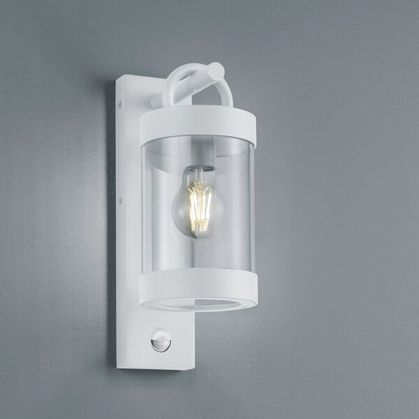 Trio Lighting Zunanja stenska svetilka Sambesi, senzor gibanja, bela, Bela, Aluminij, Sodobni, Svetilka
