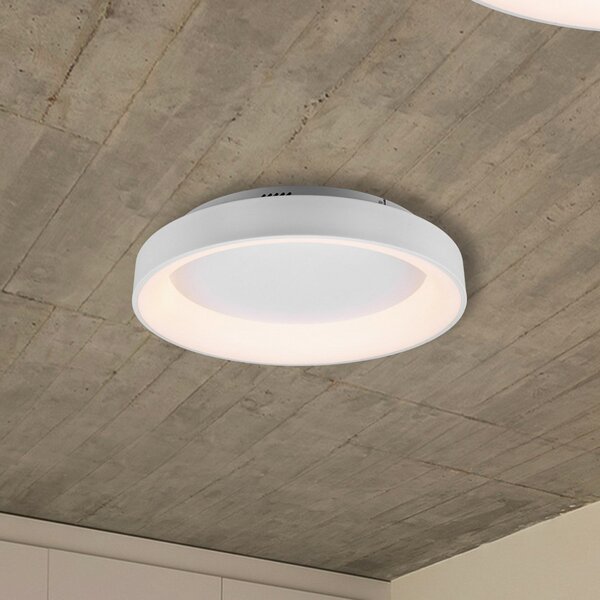 Trio Lighting Stropna svetilka Girona LED z daljinskim upravljalnikom, bela, zatemnjen, Bela, Dnevna soba / jedilnica, Kovina, Sodobni
