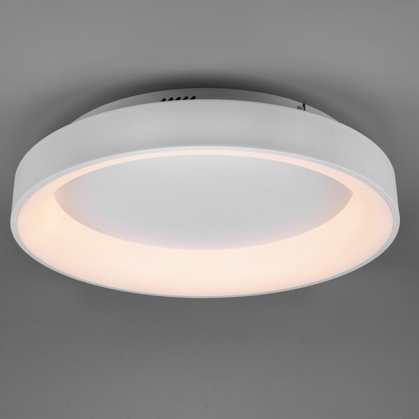 Trio Lighting Stropna svetilka Girona LED z daljinskim upravljalnikom, bela, zatemnjen, Bela, Dnevna soba / jedilnica, Kovina, Sodobni