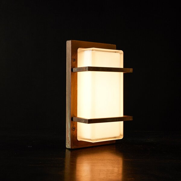 Moretti Luce Zunanja stenska svetilka Ice Cubic 3415, starinska medenina, zatemnjen, Bronasta / starinska medenina, Kovina