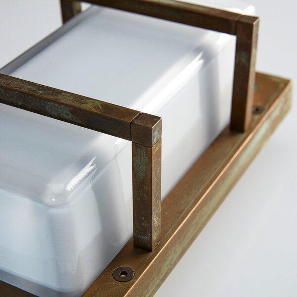 Moretti Luce Zunanja stenska svetilka Ice Cubic 3415, starinska medenina, zatemnjen, Bronasta / starinska medenina, Kovina