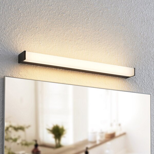Lindby Ulisan LED stensko kopalniško svetilo, kotno, 58,8 cm, Črna, Kopalnica, Kovina, Sodobni