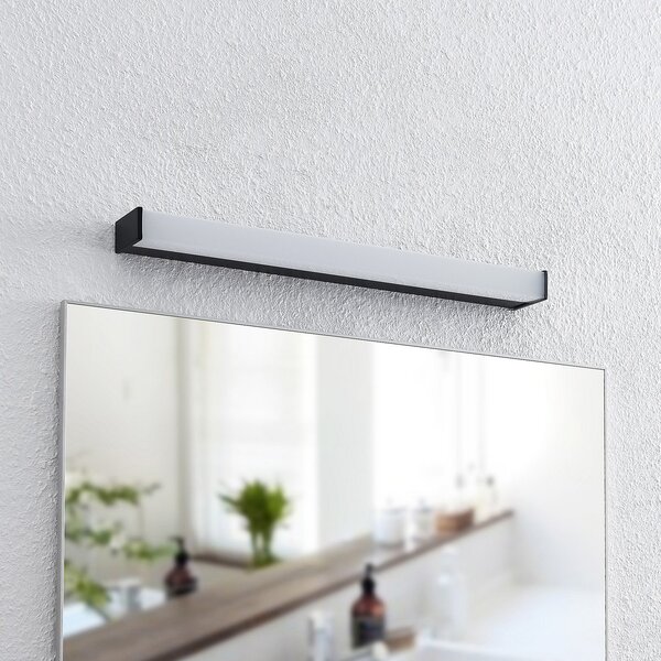 Lindby Ulisan LED stensko kopalniško svetilo, kotno, 58,8 cm, Črna, Kopalnica, Kovina, Sodobni