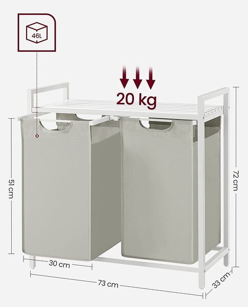 Bež dvoprekatni koš za perilo s polico SPECA