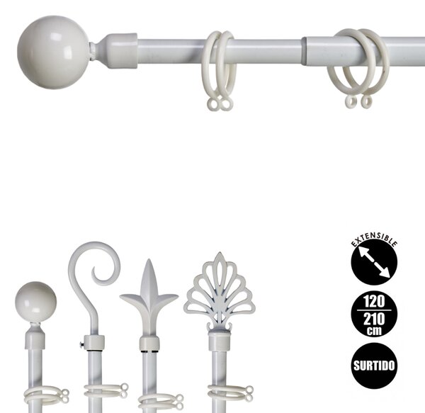 Bela kovinska karnisa VALANCE GLOBE 120-210 cm