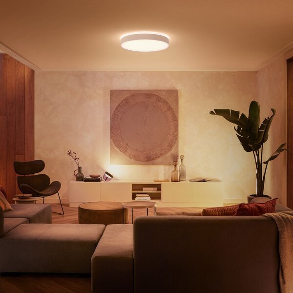 Philips Hue Enrave LED stropna svetilka 55,1 cm bela, zatemnjen, Bela, Dnevna soba / jedilnica, Kovina, Sodobni