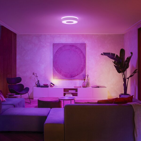 Philips Hue Infuse LED stropna svetilka, z možnostjo zatemnitve, 38,1 cm, bela, zatemnjen, Bela, Dnevna soba / jedilnica, Kovina, Sodobni