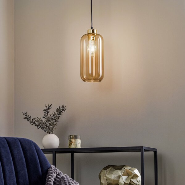 TK Lighting Obesna svetilka Marco Green, 1-svetilna, rjava, zatemnjen, Rjava / rjasta, Dnevna soba / jedilnica, Steklo, Sodobni