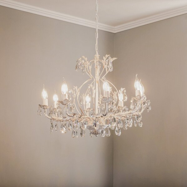 ONLI Kristalni lestenec Teresa, slonokoščena, 8-svetilna, zatemnjen, Bež, Dnevna soba / jedilnica, Kovina, Antični